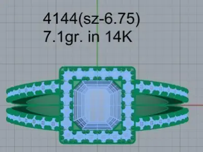 Square Halo Split Shank Ring 4144 3D print model