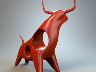 Angry bull figurine 3D model