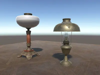 Antique Lamps UNITY and BLENDER Low-poly 3D model