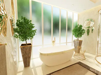 Luxury Elegant Bathroom Interior Design 3D model