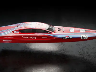 High Quality Vector V40R Martini x Porsche offshore powerboat 3D model