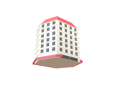 Low Poly Hotel v1 005 Low-poly 3D model