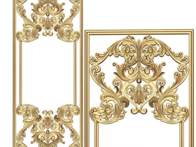 Boiserie Carved Decoration Panel 02 Low-poly 3D model
