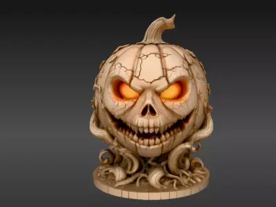 Pumpkin Guardian 3D Model Halloween Pumpkin Print-Ready 3D print model