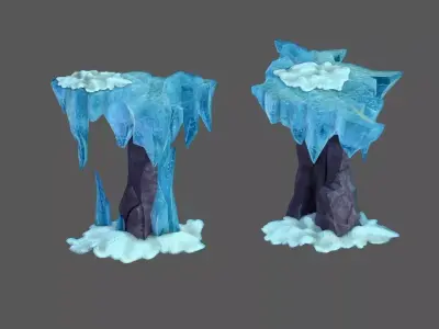 Deep in the snow mountains - stone pillars 324 3D model