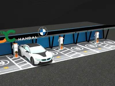 PARKING FOR EV CAR 3D model