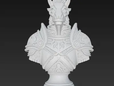 Headed Armored Knight Bust 3D model