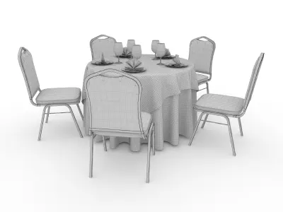 Banquet Table and Chair 04 3D model