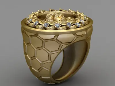 Jesus Diamond Ring 3d Print Model  3D print model