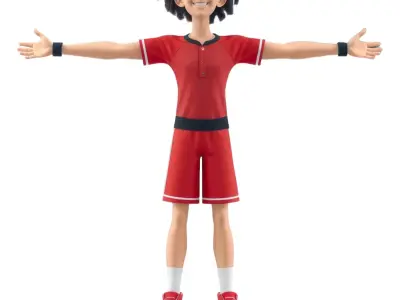 Red Sport Outfit Character model pack Low-poly 3D model