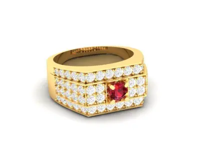 Luxury Square Diamond Men Ring Bold Gold Jewelry  154 3D print model