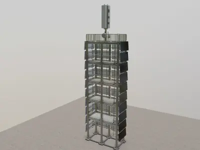 Vertical Solar Panel Tower Type-1 3D model