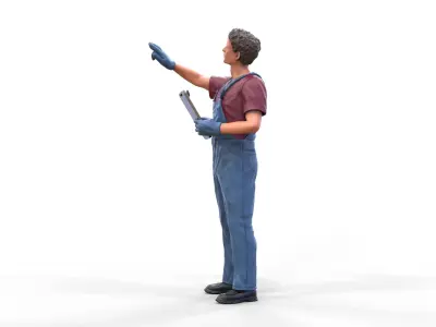 N4 Mechanic Crew working under a car or construction worker 3D print model