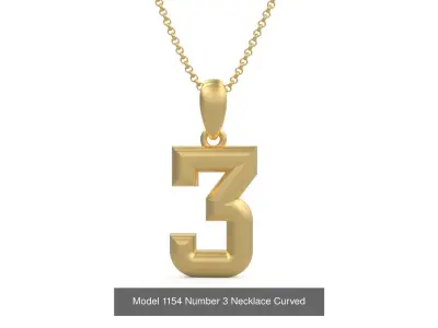 Number Necklace Curved Baloon 3D Model Pack