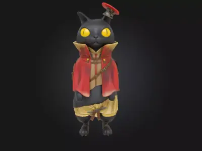 Cat Adventurer  Whimsical Explorer Character for Fantasy  3D model