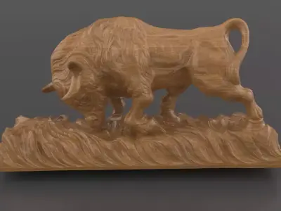 Charging Bull Sculpture 3D Model for CNC Milling or 3D Printing 3D print model
