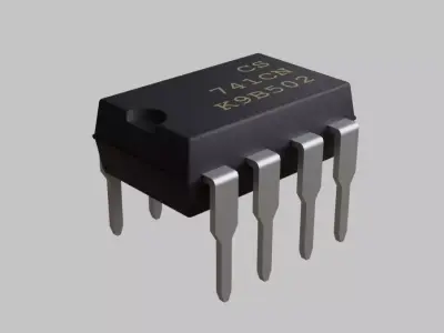 Microchip - IC DIP 8 pin - Electronic parts Low-poly 3D model