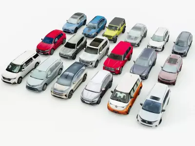 18 SUVs and VANs Low-poly 3D model