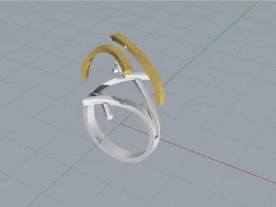 Fashion ring with diamonds  3D print model