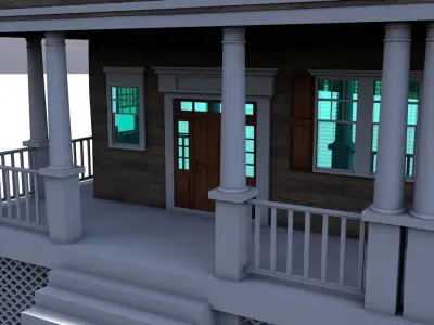 house 8 with deck and stairs Low-poly 3D model