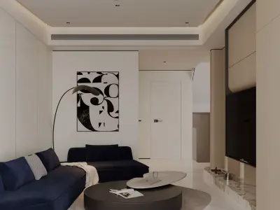 Modern living room dining room interior scenes 282 3D model
