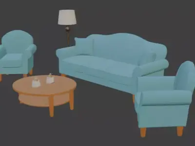 Cartoon style sofa set 3D model order