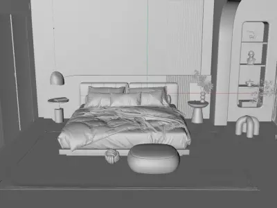 Cozy Bedroom Interior Scene for Cinema 4D and Redshift Render 3D model