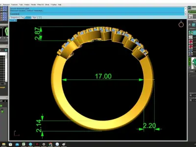 Elegant Leaf Inspired Ring with Pave Diamond Floral Design 4291 3D print model
