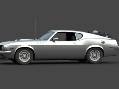 White Vintage Muscle Car 3D Model  High-Quality Free low-poly 3D model