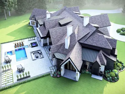 Modern Farm House Number 4 - Stl -Dae file - 3d model Only 3D print model