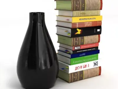 Black Vase With Books 3D model