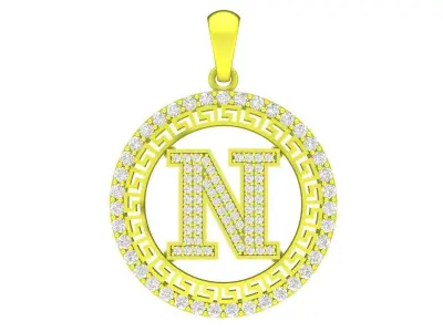 Luxury Diamond Initial N Pendant Necklace 3D Model 4252 3D print model