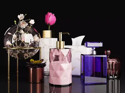 Decorative set 2 bathroom with soap dispensers and perfume bo... 3D model