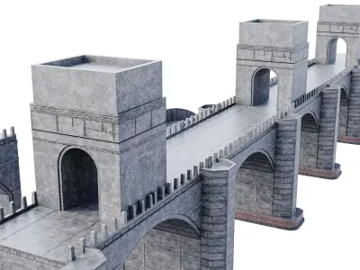 Stone Bridge Pack Low-poly 3D model