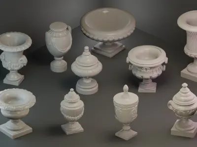 10 Classical Vases and Urns 3D model