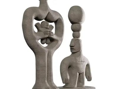 Concrete Historian Statue 02 - Abstract Figurine 3D Model Pack 3D model