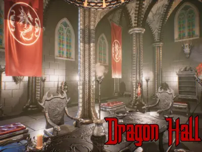 Dragon Hall 2 UNREAL Engine Low-poly 3D model