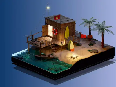 Mini Desert Island 3D model