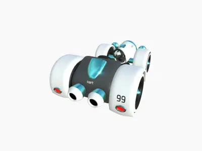 Cartoon Kart E10 White - Vehicle Racing Design Low-poly 3D model
