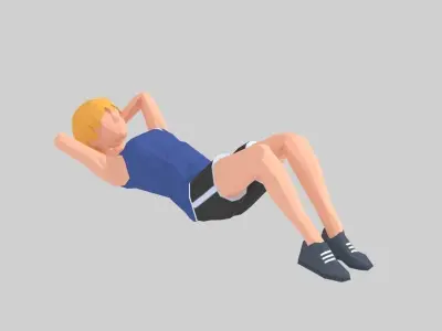 Abdominal Crunches  Exercise Woman Animation Low-poly 3D model