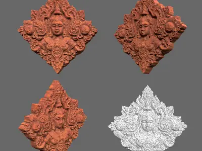 Low poly Asia Temple Decor - 231005 Low-poly 3D model