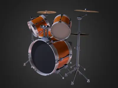 Drum Set 5 Pc Complete Set Cymbals 3D model