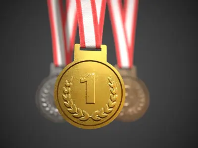 Olympic Medals Sport Competition Medals Low-poly 3D model