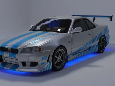 SKYLINE GTR R34 2F2F BRIAN 3D print model