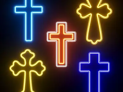 Cross Neon Sign 3D model