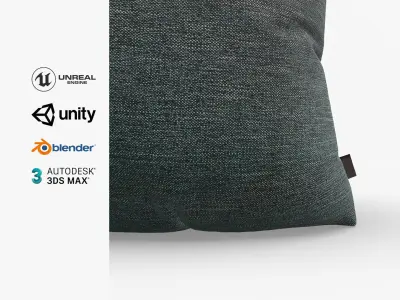 Cushion Dark Grey Denim Low-poly 3D model