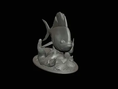 fish mahi mahi in motion underwater statue detailed texture  3D print model
