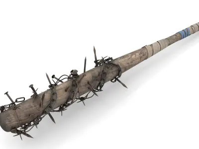 Baseball Bat with Nails and Barbed Wire Low-poly 3D model