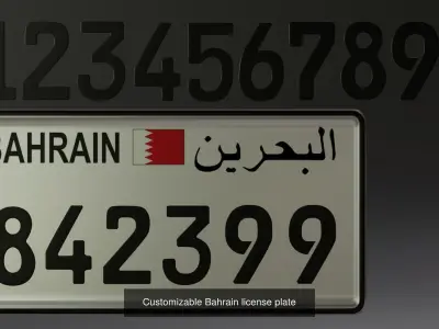 Customizable Arabic license plateS 3D Model Pack