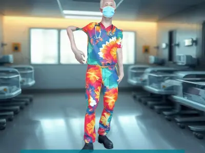 Vibrant Medical Attire model pack Low-poly 3D model